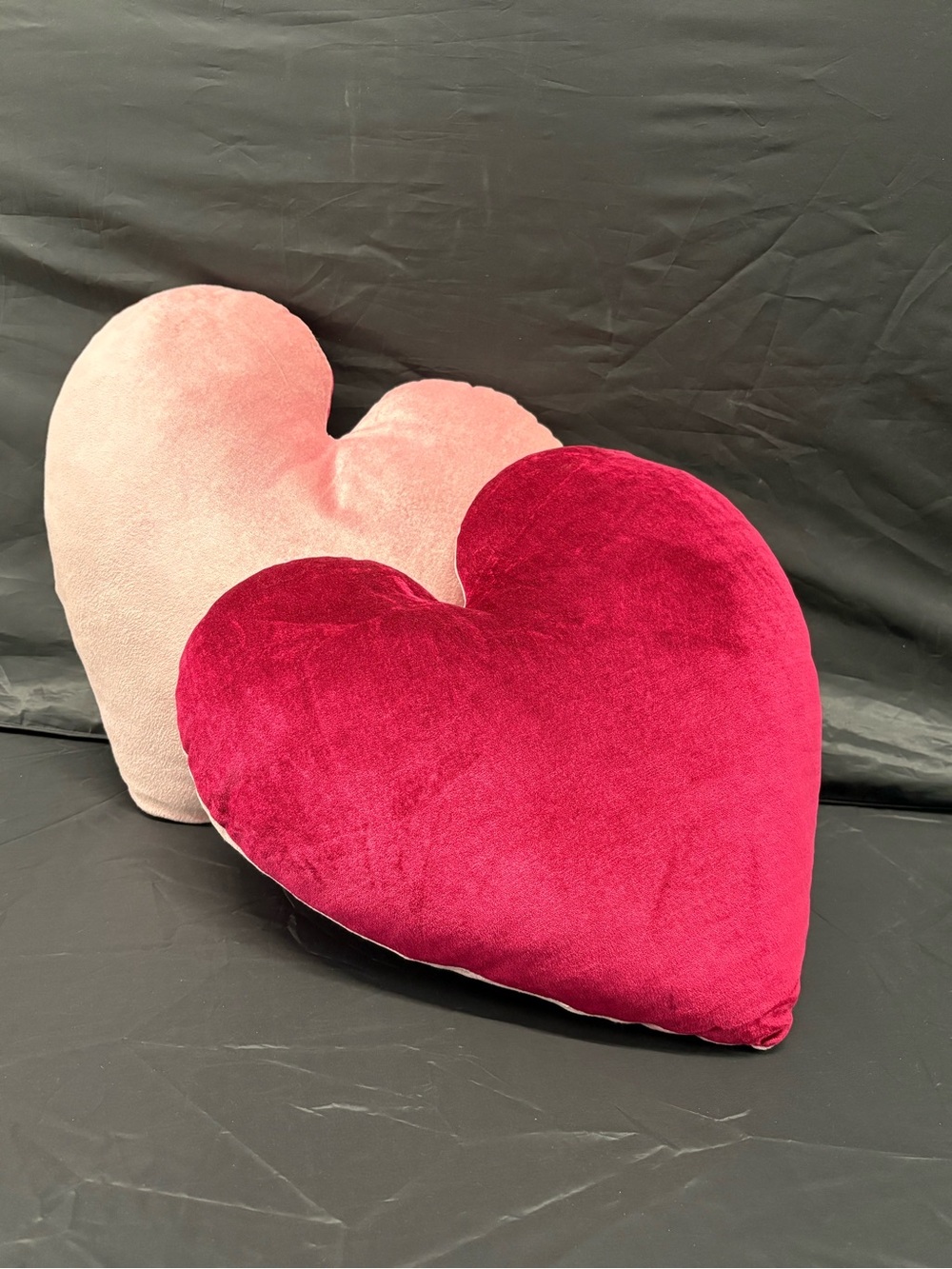 Heart Shaped Throw Red & Pink Reversible Double Sided Pillow Set